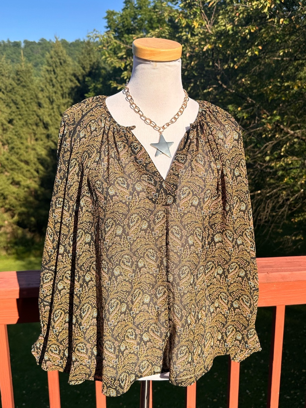 Scotch & Soda Paisley V-Neck Peasant Blouse